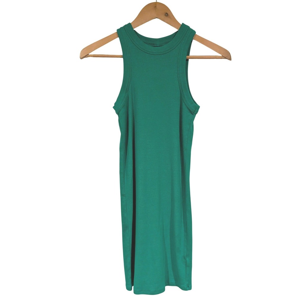Old‎ Navy Tank Dress XS Green Ribbed Racerback Mini Bodycon Summer Sporty Chic